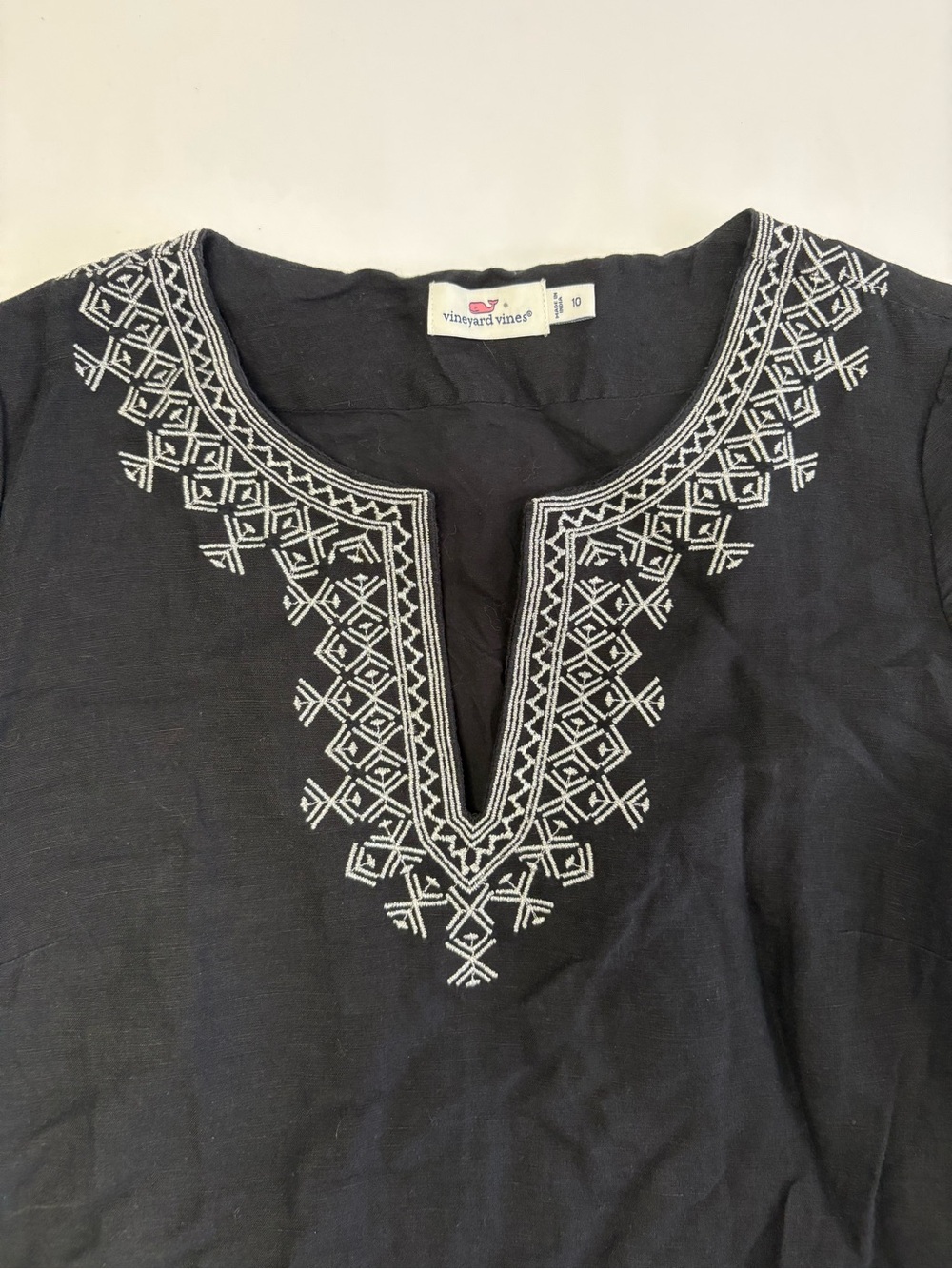 Vineyard Vines Linen Blend Embroidered Black Sheath Dress - Picture 4 of 12